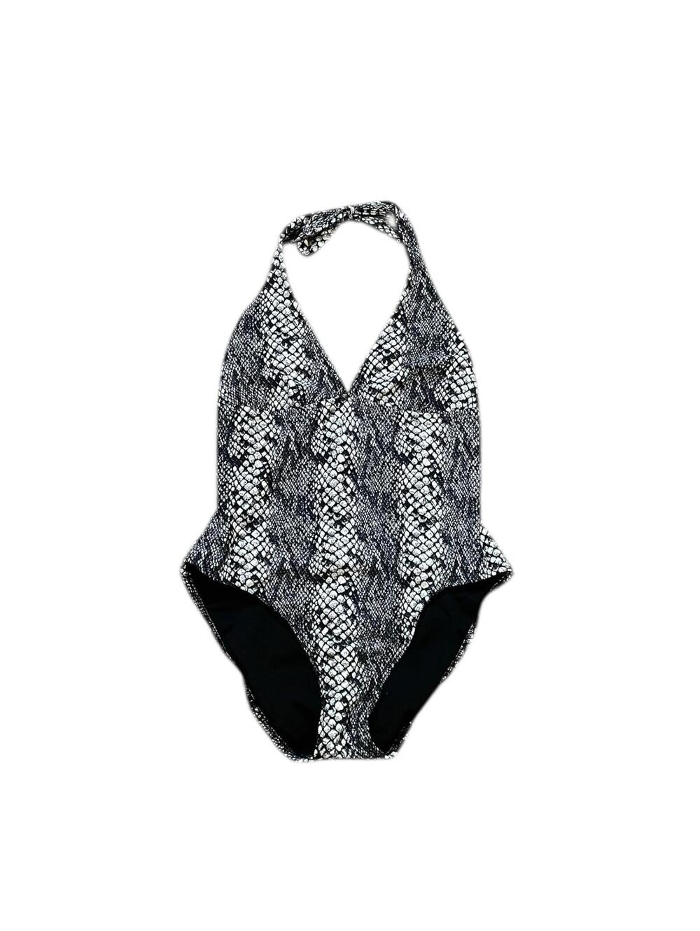 Catalina One Piece Swimsuit Snakeskin Print Halter Size M 8/10